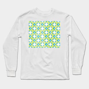 Lemon yellow with white and turquoise small shapes Long Sleeve T-Shirt